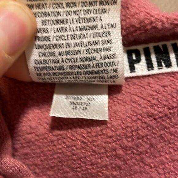 PINK Woman’s Dusty Rose Zip Up Sweatshirt - Picture 7 of 9